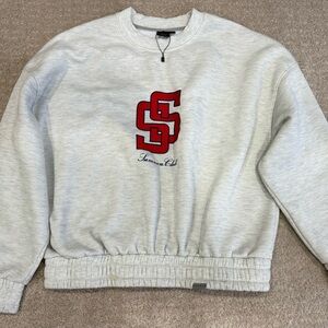 Gray Sweater with Red Logo